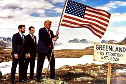 Donald Trump Posting Gambar Dirinya dengan Bendera AS di Greenland