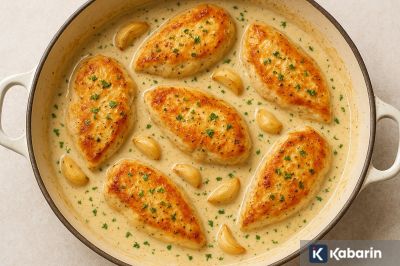 Resep dan cara mudah membuat creamy garlic chicken di rumah