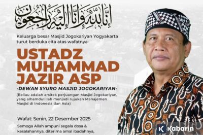 Ustadz Jazir ASP, Ketua Dewan Syuro Masjid Jogokariyan Yogyakarta meninggal dunia