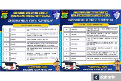14 Lokasi Samsat Keliling di Jadetabek Hari Ini