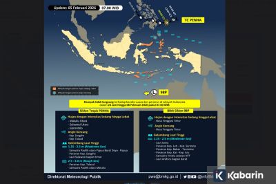 BMKG Peringatkan Hujan Lebat 15–21 Februari 2026, Ini Wilayah Terdampak