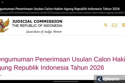 KY Umumkan Penerimaan Calon Usulan Hakim Agung dan Ad Hoc 2026