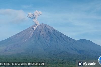Gunung Semeru 7 Kali Erupsi Senin Pagi, Tinggi Letusan Capai 1,1 Km