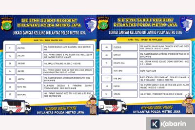 13 Lokasi Samsat Keliling di Jadetabek Hari Rabu Ini