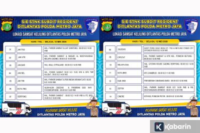 14 Lokasi Samsat Keliling di Wilayah Jadetabek pada Selasa Ini