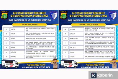14 Lokasi Samsat Keliling di Wilayah Jadetabek pad Senin Ini