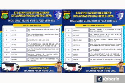 14 Lokasi Samsat Keliling di Wilayah Jadetabek Hari Senin Ini
