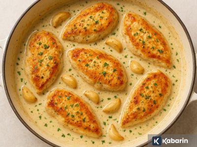 Resep dan cara mudah membuat creamy garlic chicken di rumah
