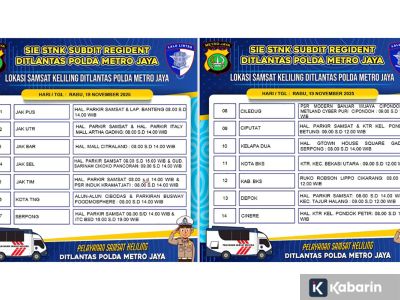 14 lokasi Samsat Keliling di Jadetabek pada Rabu ini